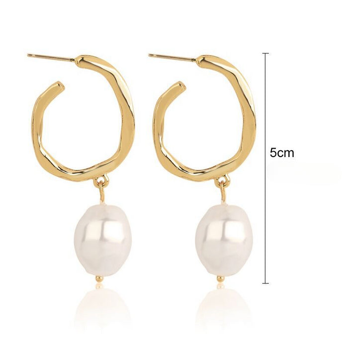 Wholesale Irregular Long Pearl Earrings JDC-ES-ManY052