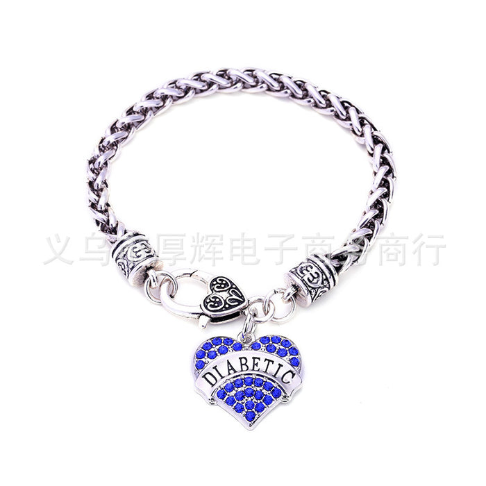 Wholesale Zinc Alloy Diamond-Encrusted Heart Bracelet