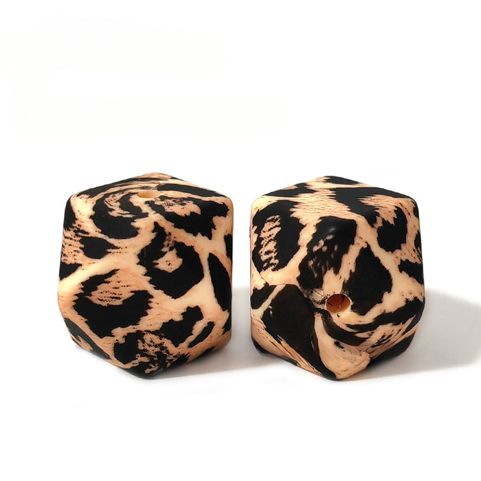 Wholesale 50pcs Hexagonal Leopard Print Silicone Beads JDC-BDS-HongZhou016