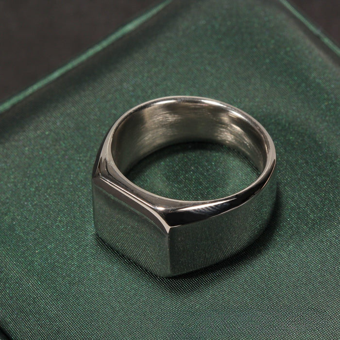 Wholesale Square Men's Polished Titanium Steel Ring JDC-RS-YuYuan011