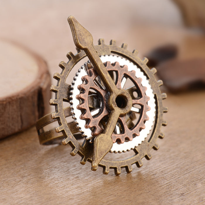 Wholesale Electroplated Alloy Steampunk Gear Ring - Geometric Unisex Fashion Accessory