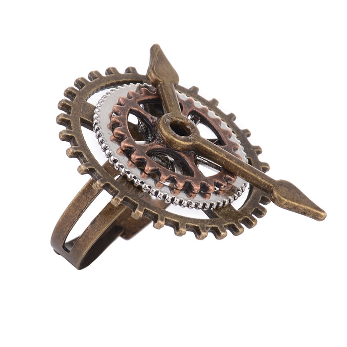 Wholesale Electroplated Alloy Steampunk Gear Ring - Geometric Unisex Fashion Accessory