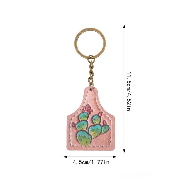 Wholesale Western Farm Style Cactus Horse Head Wooden Keychain JDC-KC-YiTian013