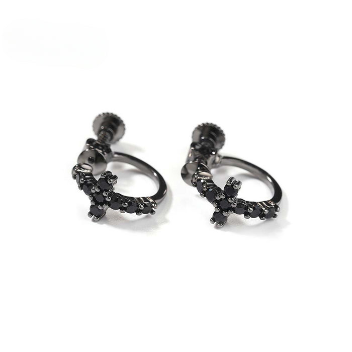 Wholesale Simple Men's Spiral Buckle Cross Earrings JDC-ES-GuMeng001