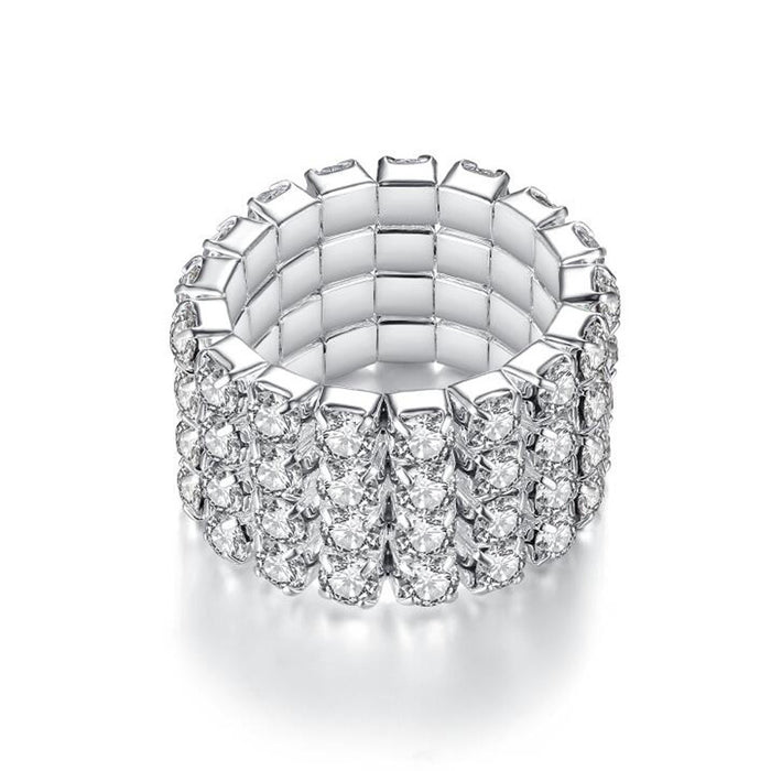 Wholesale Diamond elastic ring with simple and niche design, high-end and adjustable index finger ring