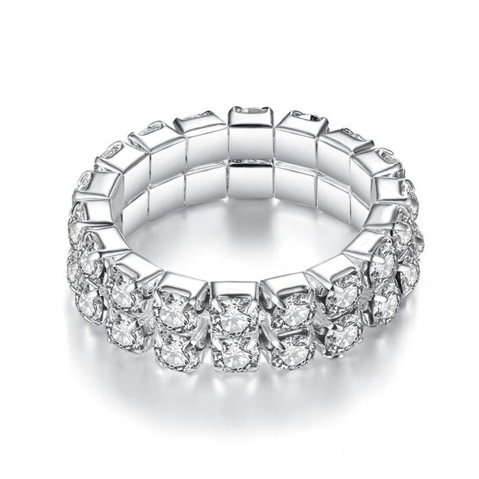 Wholesale Diamond elastic ring with simple and niche design, high-end and adjustable index finger ring