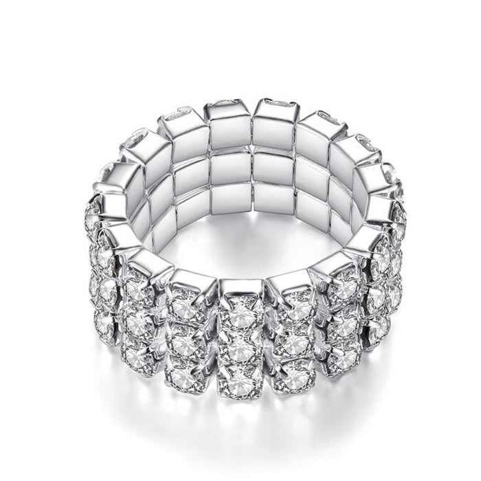 Wholesale Diamond elastic ring with simple and niche design, high-end and adjustable index finger ring