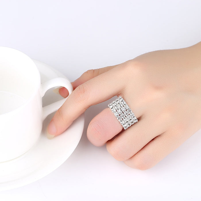 Wholesale Diamond elastic ring with simple and niche design, high-end and adjustable index finger ring
