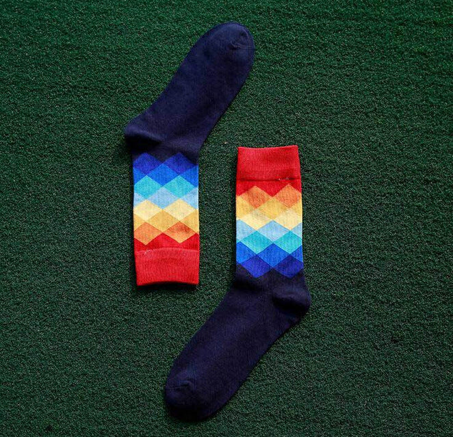 Wholesale Colorful Diamond Socks British Style Plaid Socks JDC-SK-CG023