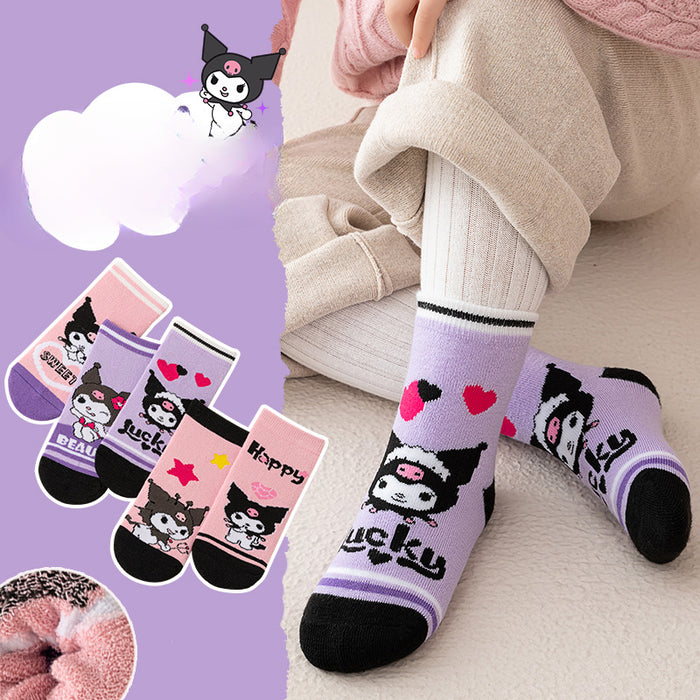 Wholesale 5 Pairs/pack Girls Socks Winter Thick Warm Terry Socks Cute Girls Princess Socks Children Cartoon Thick Cotton Socks JDC-SK-LXWC004