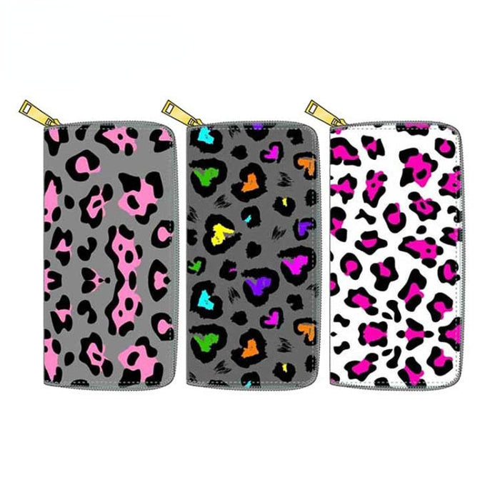 Wholesale new leopard print PU long zipper wallet JDC-WT-DengX022