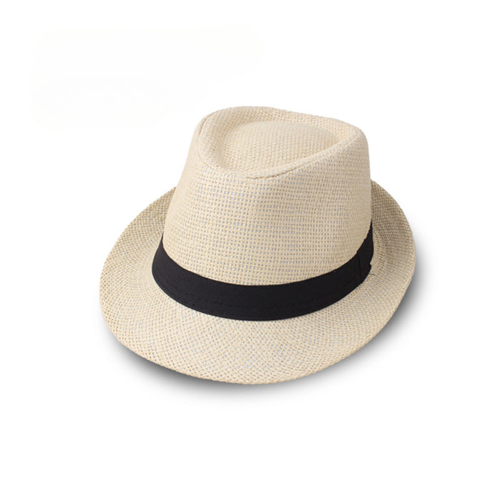 Wholesale Summer Straw Solid Color Hat Jazz Hat Middle-aged and Elderly Men's Hat Breathable Sun Hat Straw Hat JDC-SH-DG001