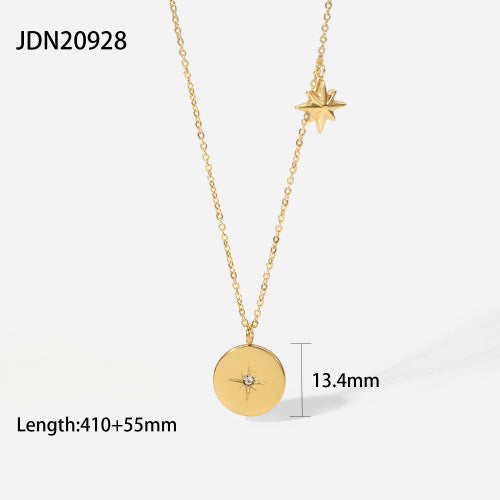 Wholesale Stainless Steel Eight-pointed Star Zircon Necklace JDC-NE-JD412