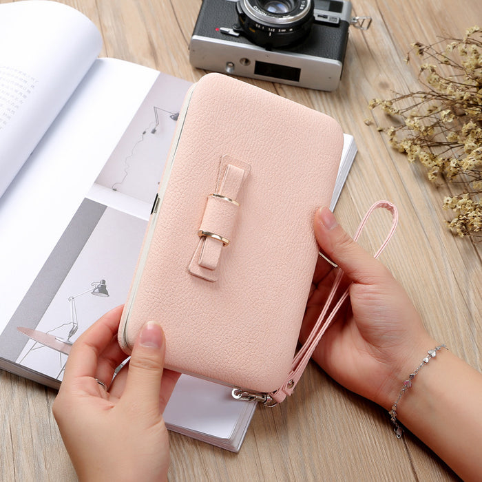 Wholesale Ladies Bow Knot Magnetic Buckle Box Wallet JDC-WT-MeiSQ001