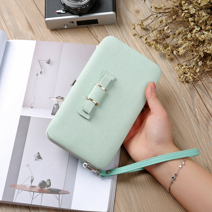 Wholesale Ladies Bow Knot Magnetic Buckle Box Wallet JDC-WT-MeiSQ001