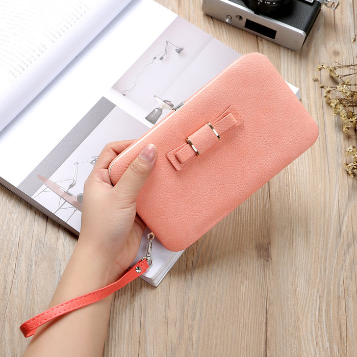 Wholesale Ladies Bow Knot Magnetic Buckle Box Wallet JDC-WT-MeiSQ001