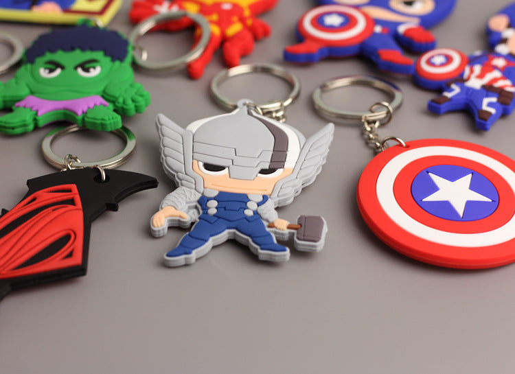 Wholesale   double-sided soft rubber keychain Cartoon keychain   luggage pendant