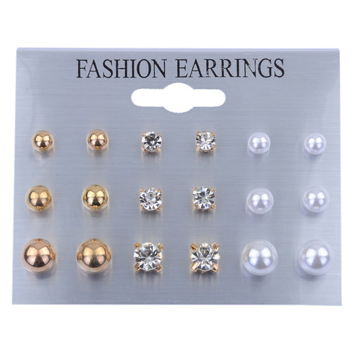 Pendientes de diamantes de diamantes de perlas al por mayor 9 pares Combo de placa Conjunto JDC-RS-Zhulong002