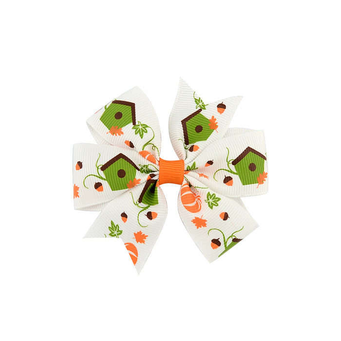 Wholesale Halloween Polyester Fabric Bow Hair Clip Set JDC-HC-Xiane021