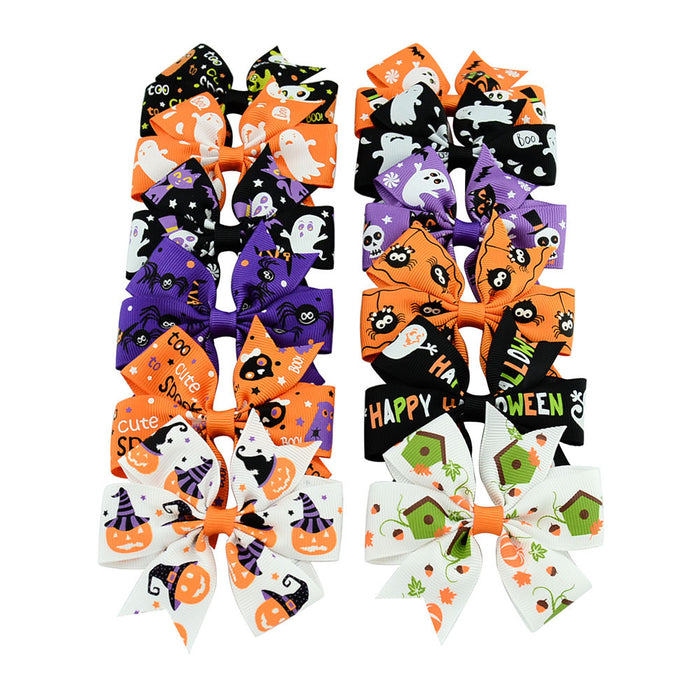 Wholesale Halloween Polyester Fabric Bow Hair Clip Set JDC-HC-Xiane021