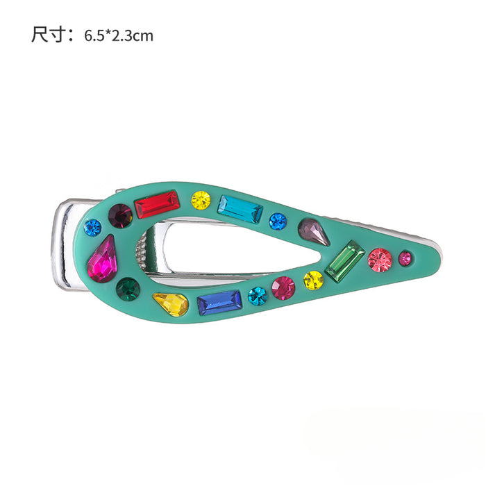 Wholesale Candy Color Resin Diamond Children's Pointed Clip JDC-HC-KenJie005