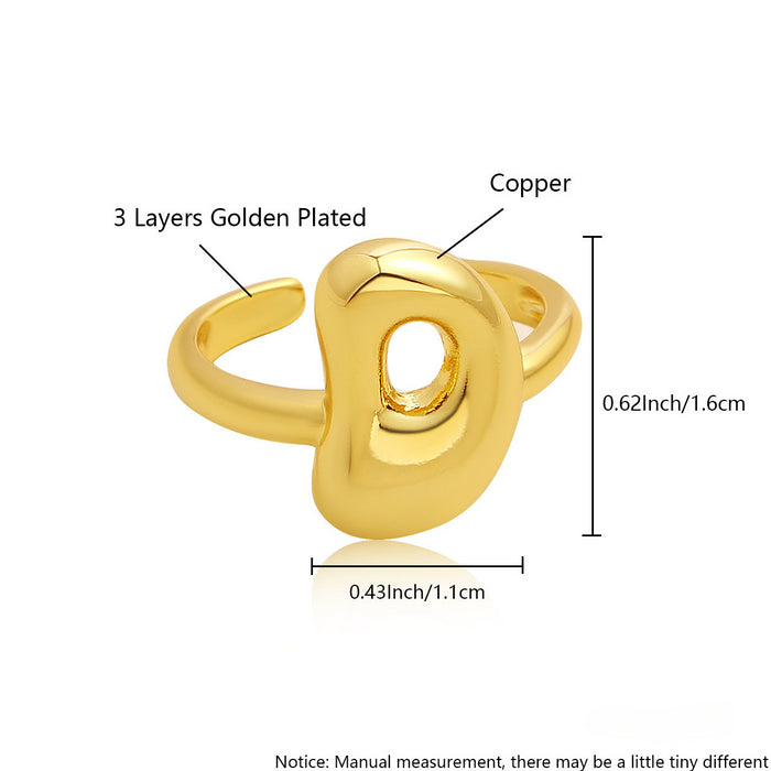 Wholesale Copper Gold Plated 26 English Letters Open Ring JDC-RS-BaiTian005