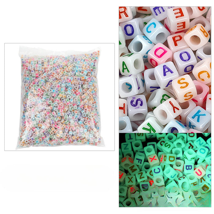 Wholesale 6mm 3100PCS/PACK Acrylic Letter Colored Square Loose Beads JDC-BDS-BoLinge009