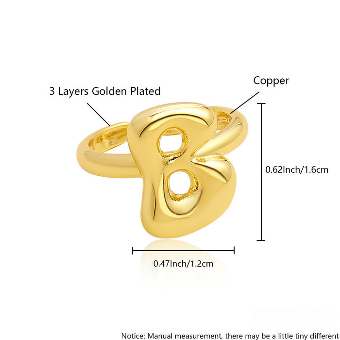 Wholesale Copper Gold Plated 26 English Letters Open Ring JDC-RS-BaiTian005