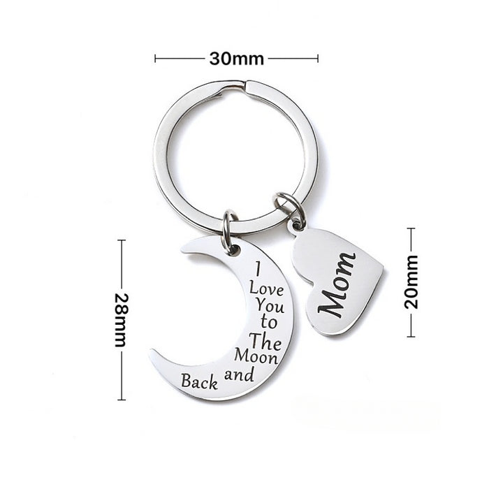Wholesale Mother's Day Moon Heart Shape Mom Stainless Steel Keychain JDC-KC-LinHeng006