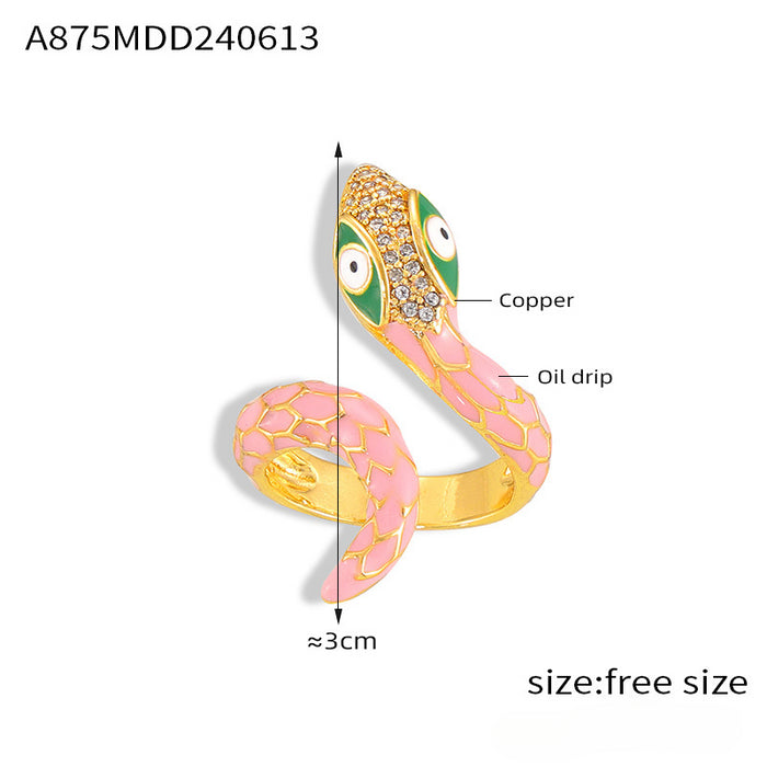 Wholesale Snake Shape Glazed Copper Material Open Ring JDC-RS-MiLi001