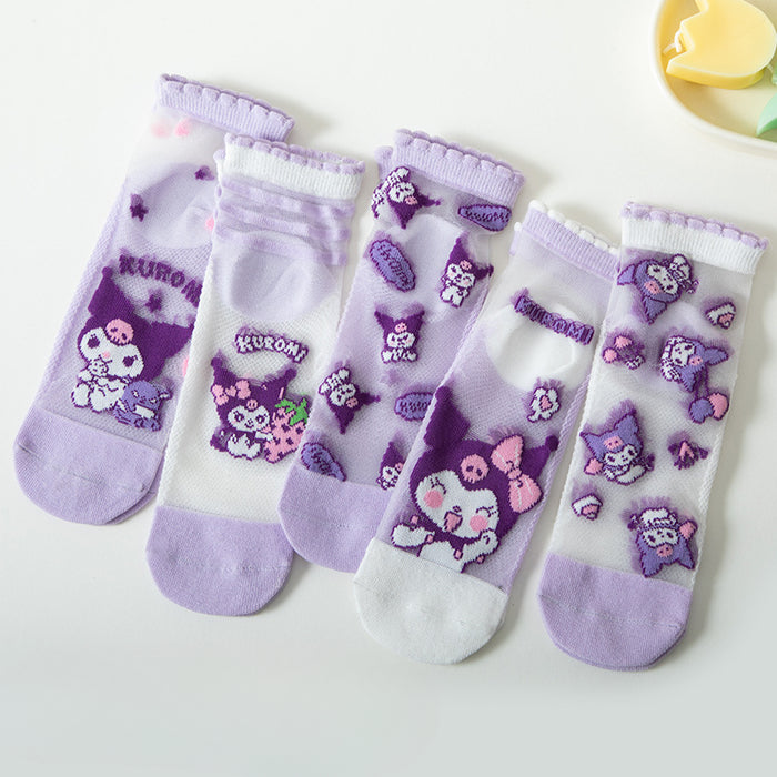 Wholesale Set of 5 Pairs of Summer Thin Breathable Mesh Children's Cotton Socks JDC-SK-Pingt001