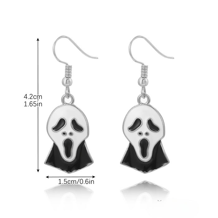 Wholesale Skull Dark Diamond Alloy Pumpkin Spider Halloween Earrings Set JDC-ES-ShuangN002