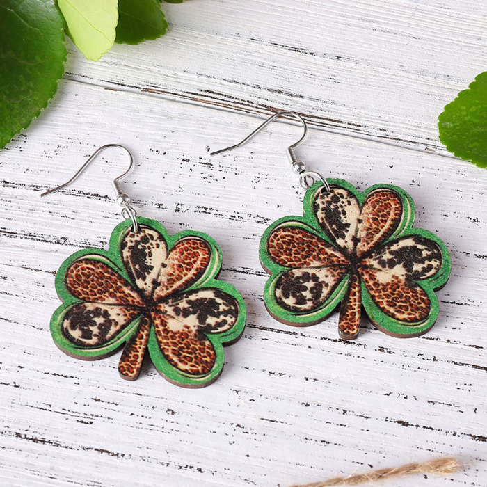 Wholesale earrings Double-sided painted wooden earrings JDC-ES-ChL024