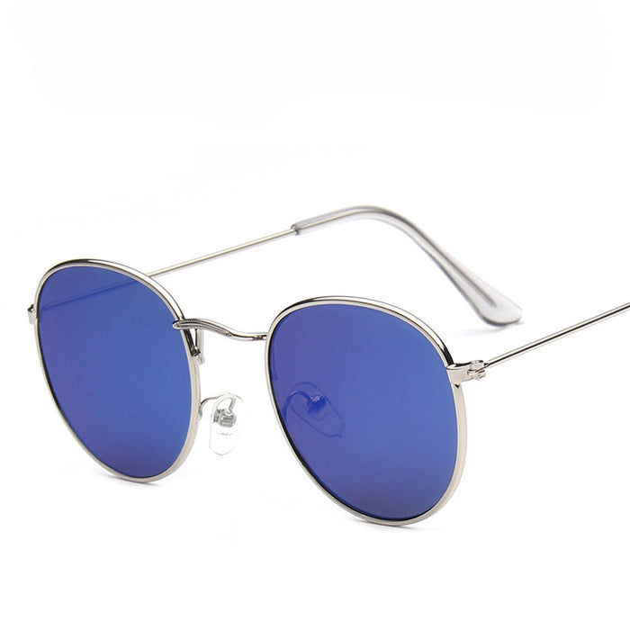 Wholesale Round Frame Colorful Reflective PC Sunglasses JDC-SG-MaN015