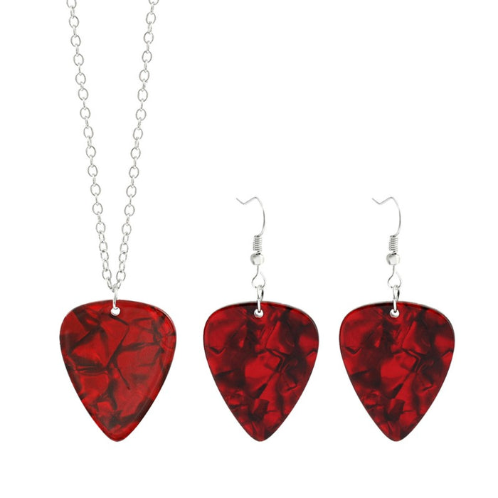 Wholesale Guitar Pick Necklace Party Keychain Earrings Set JDC-NE-ShaoH012