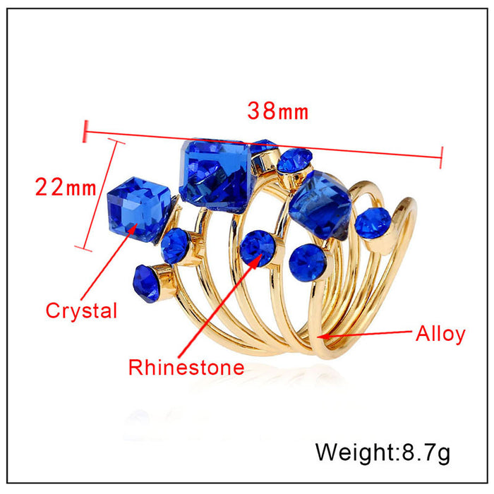Wholesale Crystal Gemstone Ring Exaggerated Large Spring Ring Original Jewelry