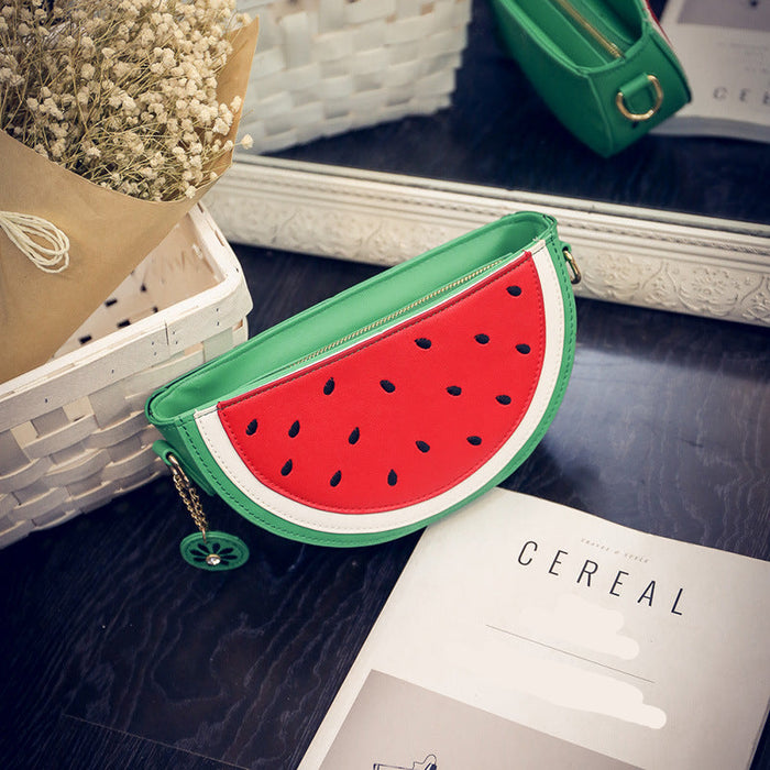 Wholesale Chic Watermelon-Shaped PU Crossbody Bag Small Oval Shoulder Bag for Resale
