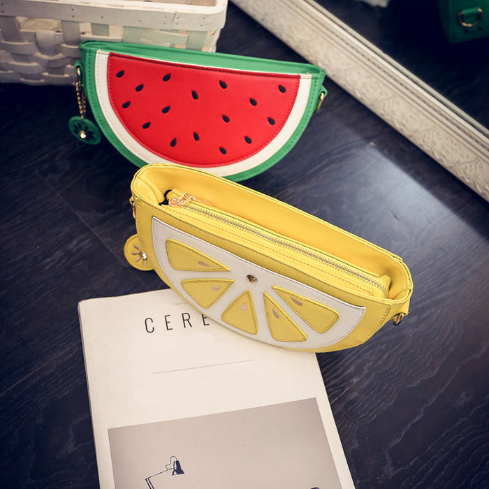 Wholesale Chic Watermelon-Shaped PU Crossbody Bag Small Oval Shoulder Bag for Resale