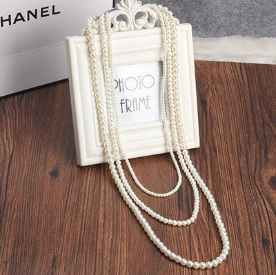 Wholesale Pearl Necklace Jewelry Multi-layer Long Necklace Woolen Chain Women