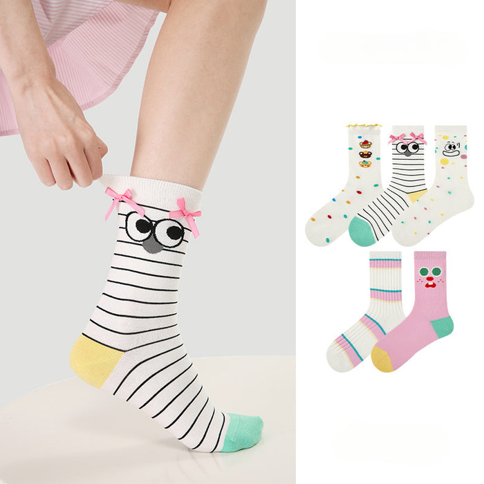 Wholesale Tube Bow Bear Cotton Middle Tube Socks JDC-SK-Xinz005