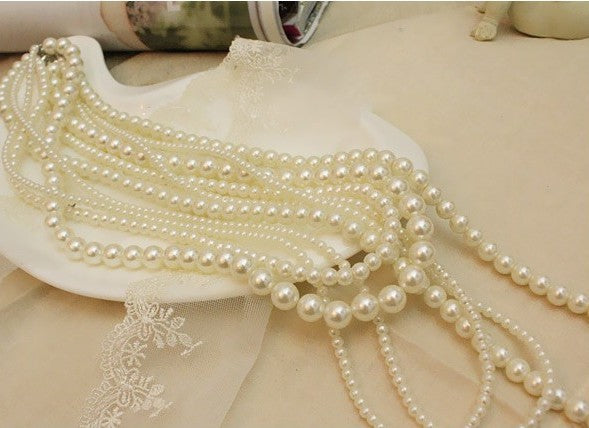 Wholesale Pearl Necklace Jewelry Multi-layer Long Necklace Woolen Chain Women