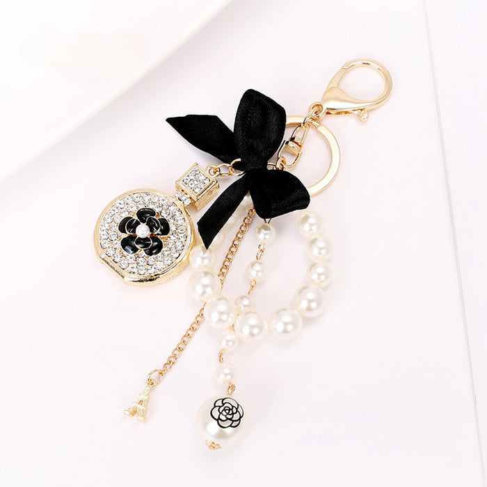 Wholesale Diamond Perfume Bottle Bow Keychain JDC-KC-CH113