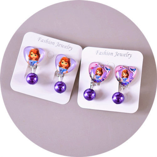 Wholesale children' s  Princess Crystal Pendant Earrings