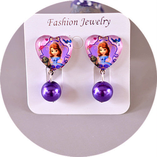 Wholesale children' s  Princess Crystal Pendant Earrings