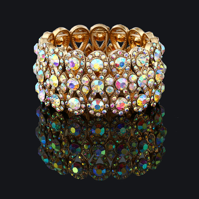 Wholesale Fashion Rhinestone Figure Eight Stretch Bracelet White Crystal Jewelry Accessory For Everyday Wear