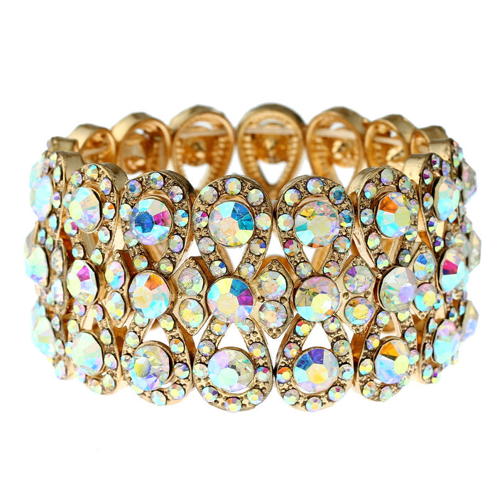Wholesale Fashion Rhinestone Figure Eight Stretch Bracelet White Crystal Jewelry Accessory For Everyday Wear