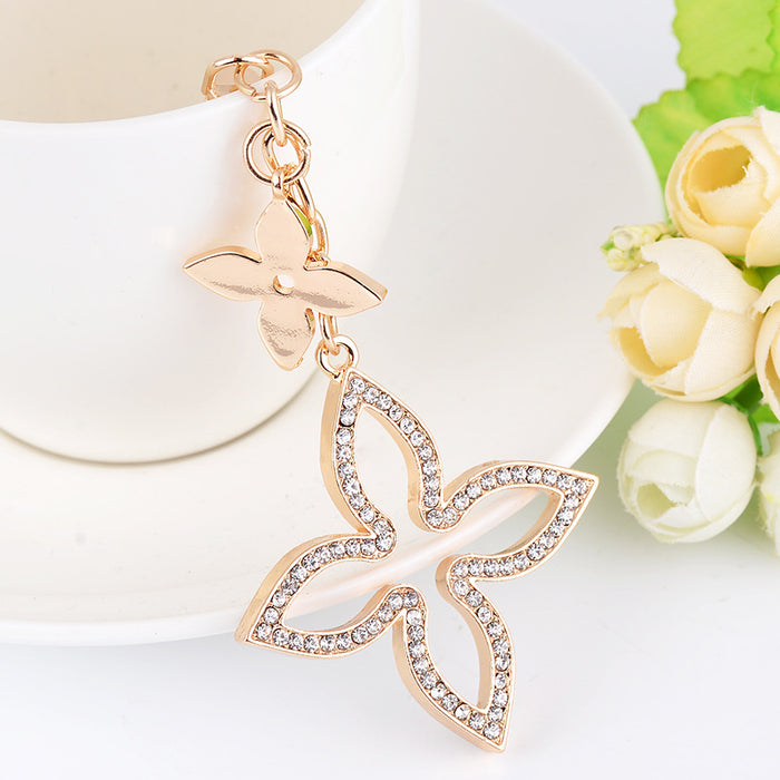 Wholesale Four Leaf Clover Diamond Alloy Keychain JDC-KC-CH118