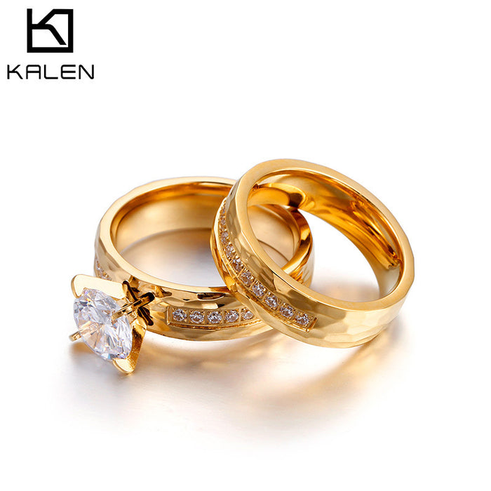Wholesale Titanium Steel Couple Rings with Hammered Texture Fashion Jewelry Accessory