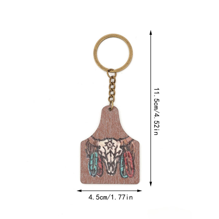 Wholesale Western Farm Style Cactus Horse Head Wooden Keychain JDC-KC-YiTian013