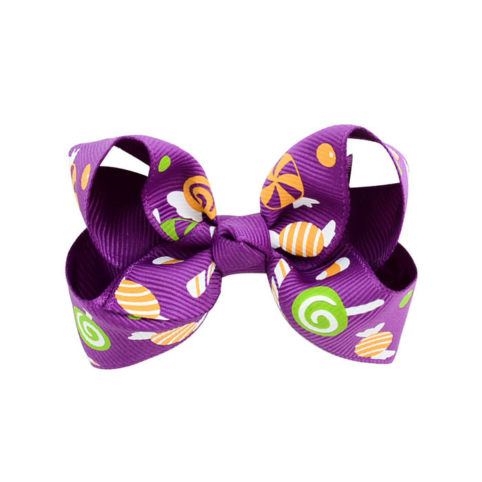 Wholesale Halloween Polyester Milk Pattern Fabric Bow Hairpin JDC-HC-Xiane017